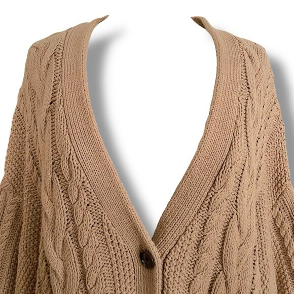 Quince Tan Cable Knit Cardigan - Picture 4 of 12